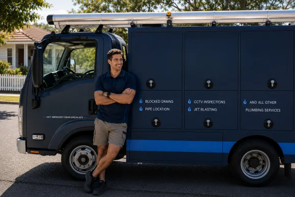 Our plumber with the service van on a Epping job