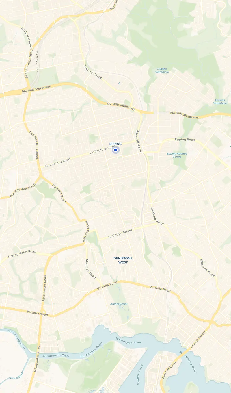 Map of the Epping service area and the surrounding suburbs we cover.