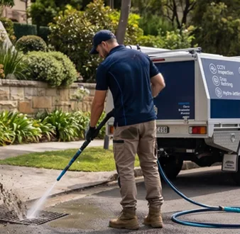 Cutting tree roots out of a Epping drain
